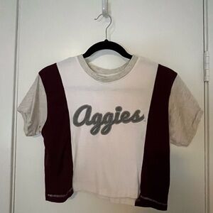 Aggies Colorblock Tee - White & Maroon